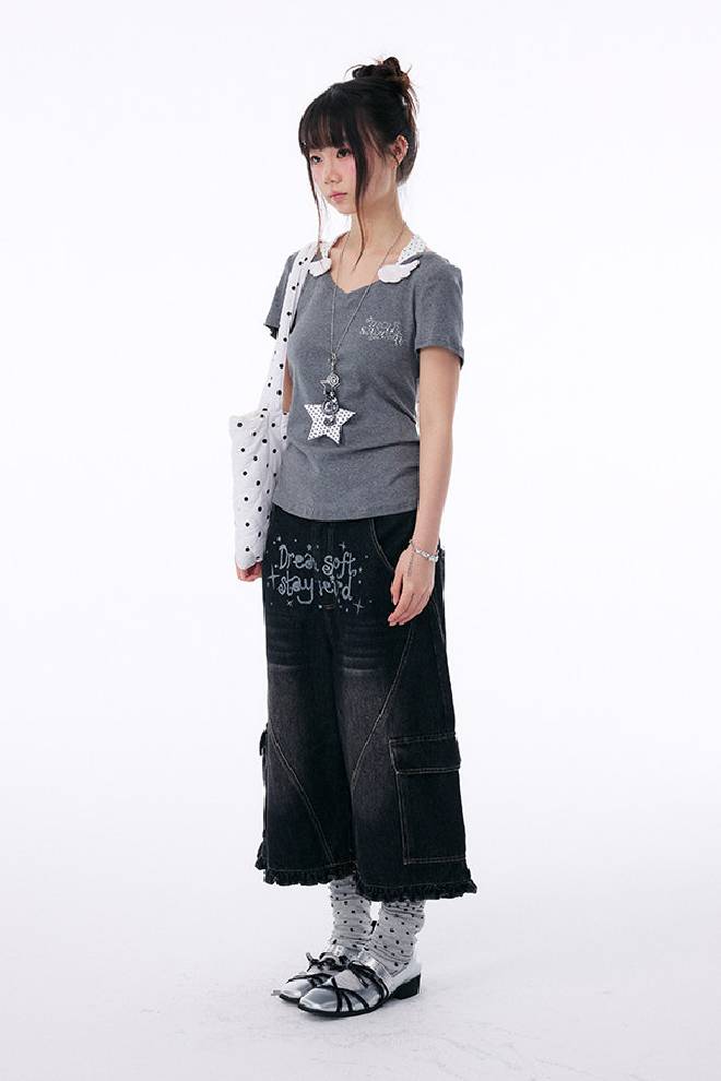 Relaxed Fit Denim Culottes