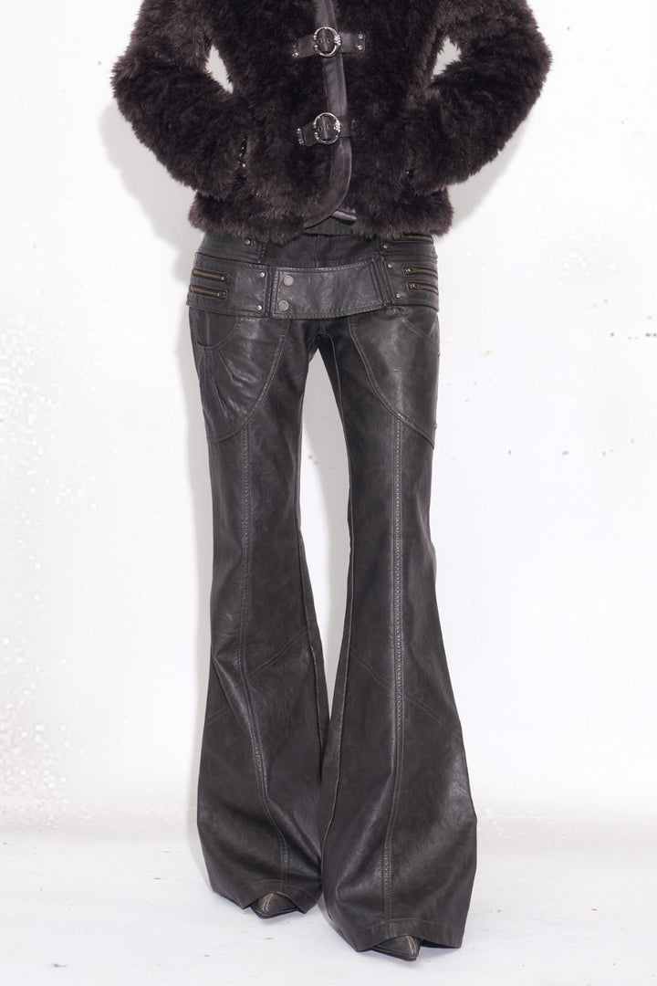Nyx Dual-Waist Leather Pants