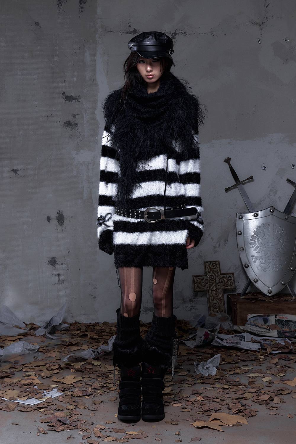 Striped Faux-Fur Knit