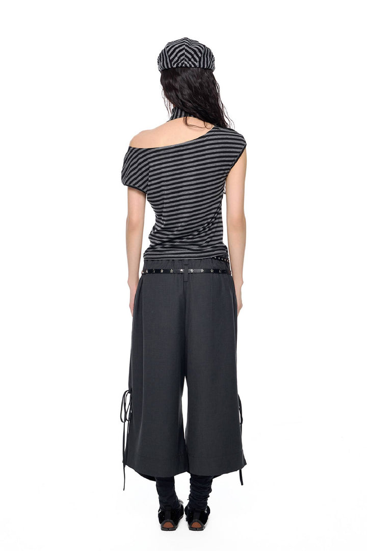 Asymmetrical Stripe Tie Top