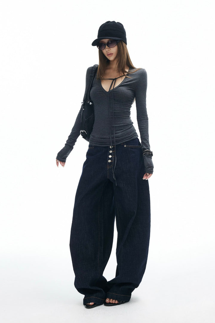 Elise Charcoal Wrap Top