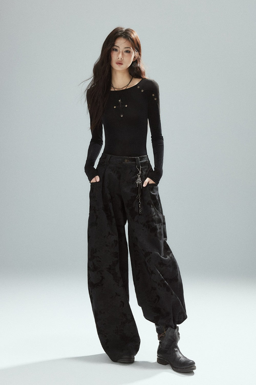 Eva Black Eyelet Top