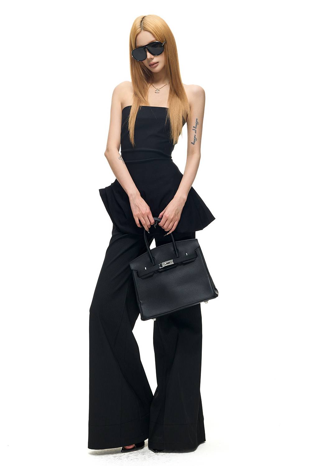 Low Rise Pinstripe Trousers