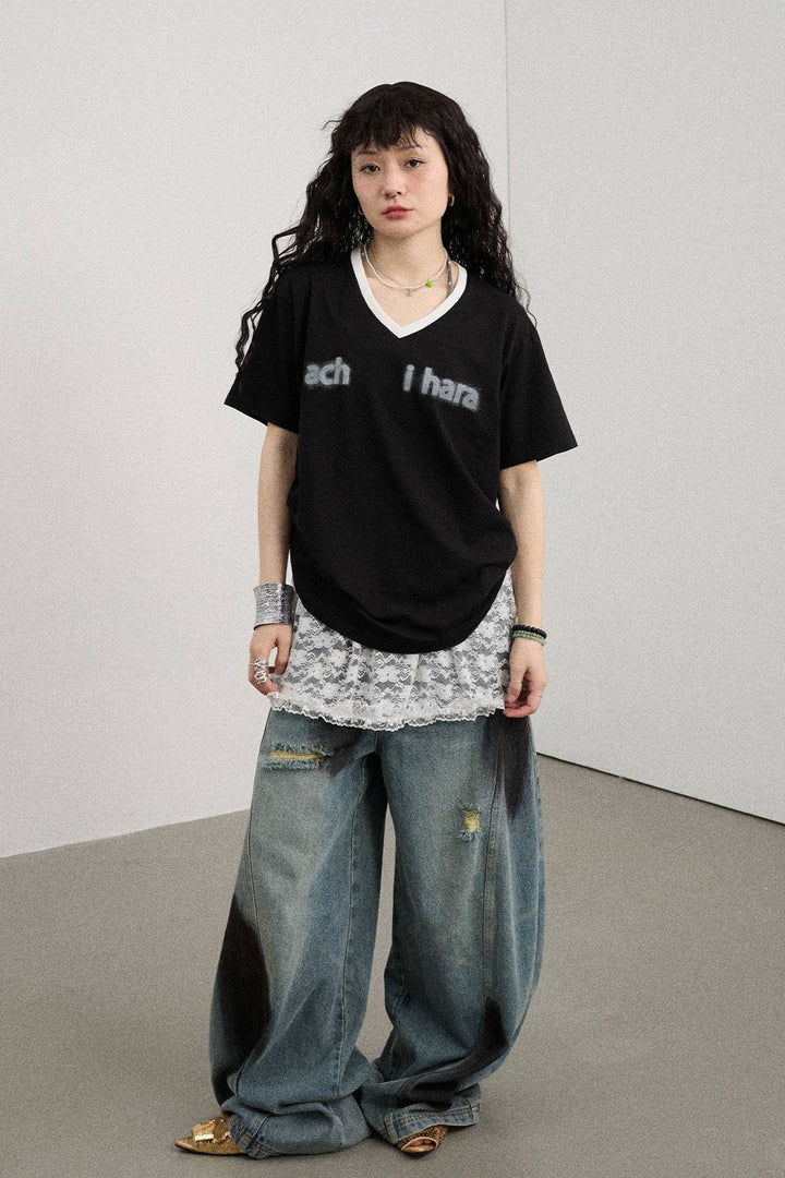 Faded Text V Tee