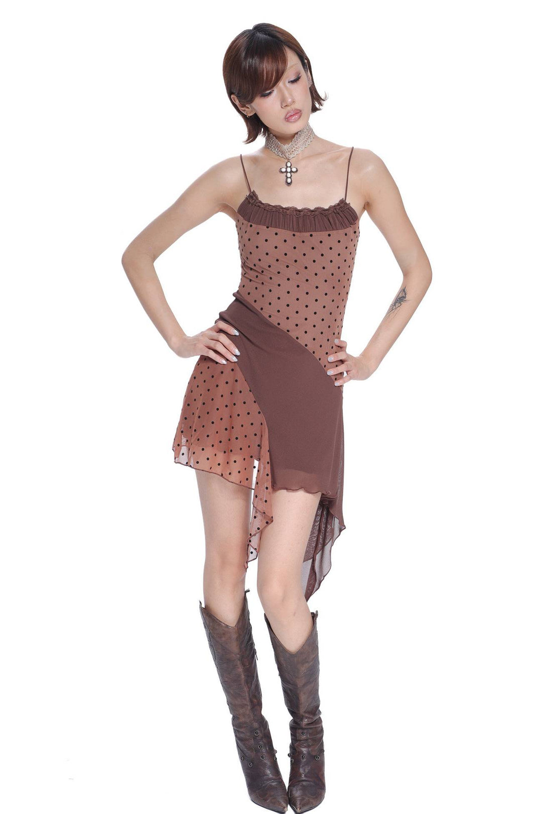 Polka Dot Asymmetric Dress