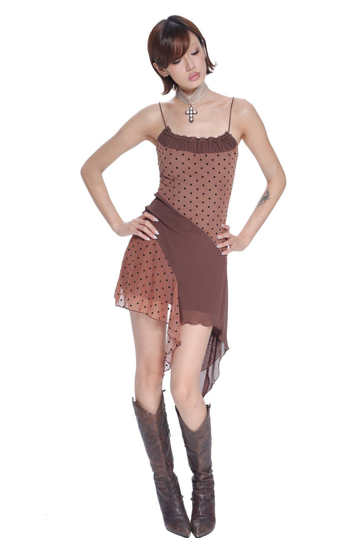 Polka Dot Asymmetric Dress