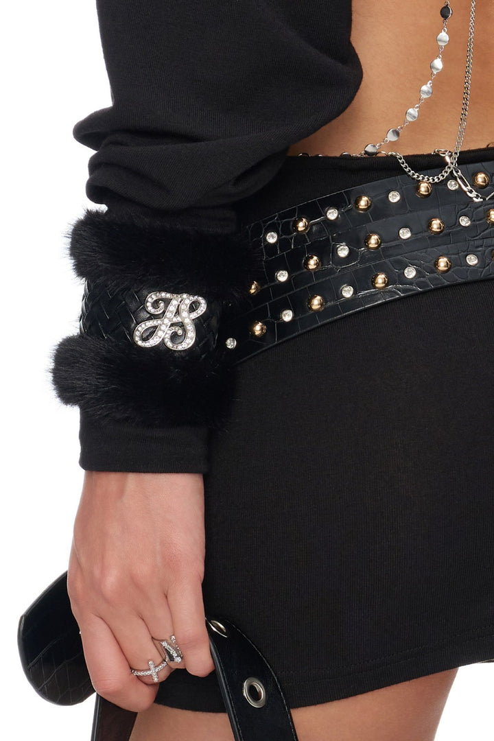 Vivienne Croc-Embossed Fur Cuff
