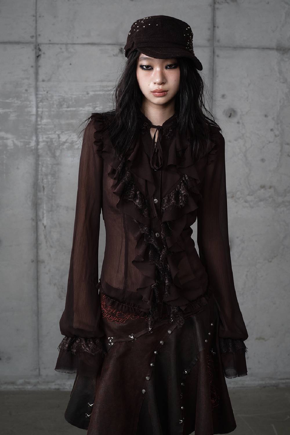 Vintage Ruffle Chiffon Blouse