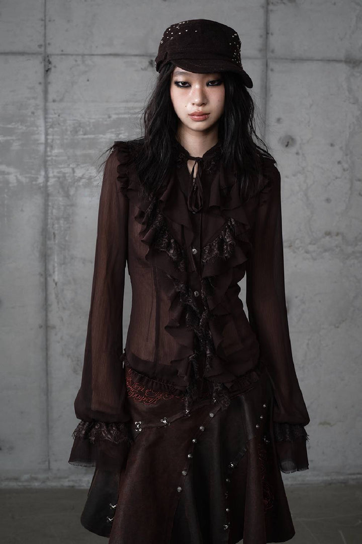 Vintage Ruffle Chiffon Blouse