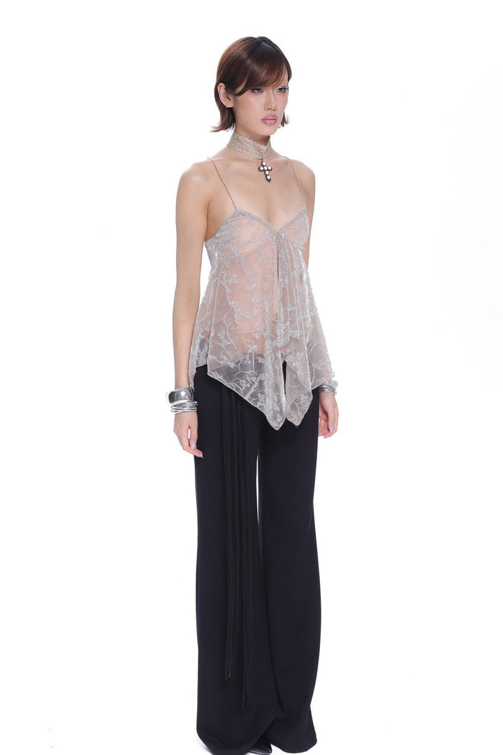 Wide Leg Fringe Trousers