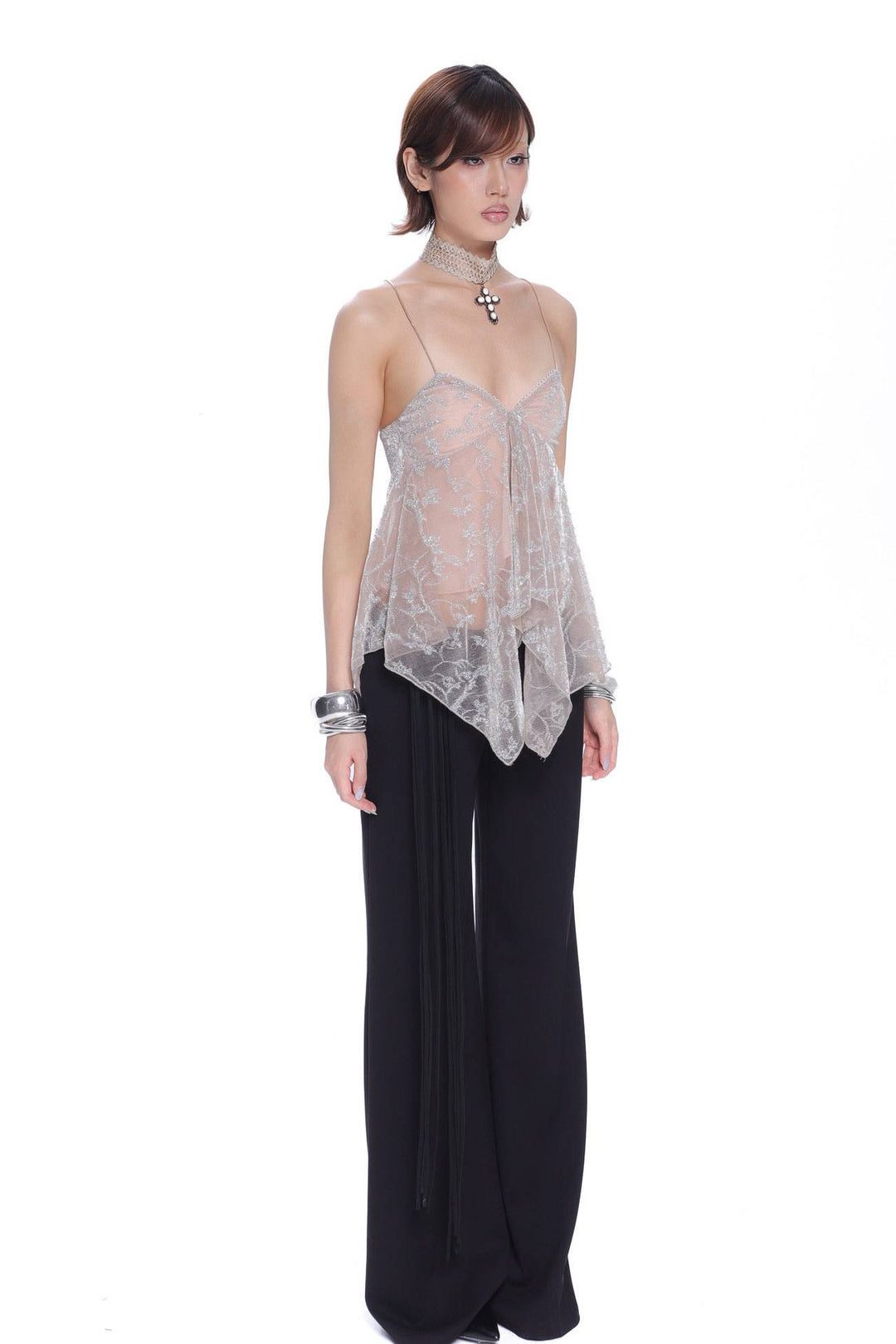 Sheer Lace Handkerchief Top