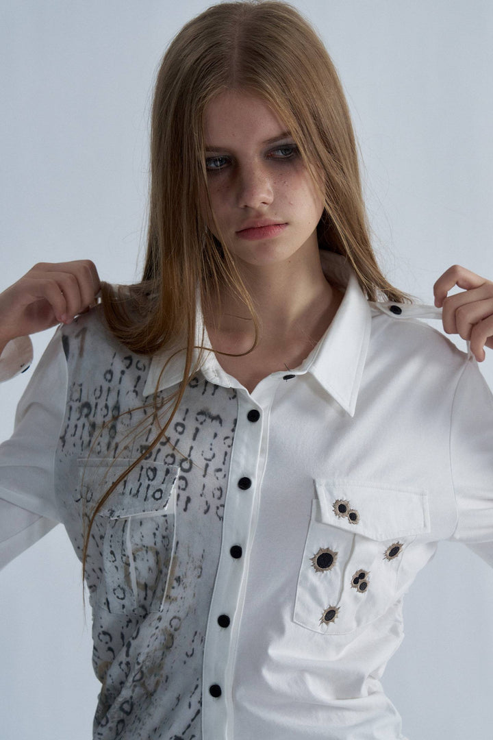 Static Ruched Button Shirt