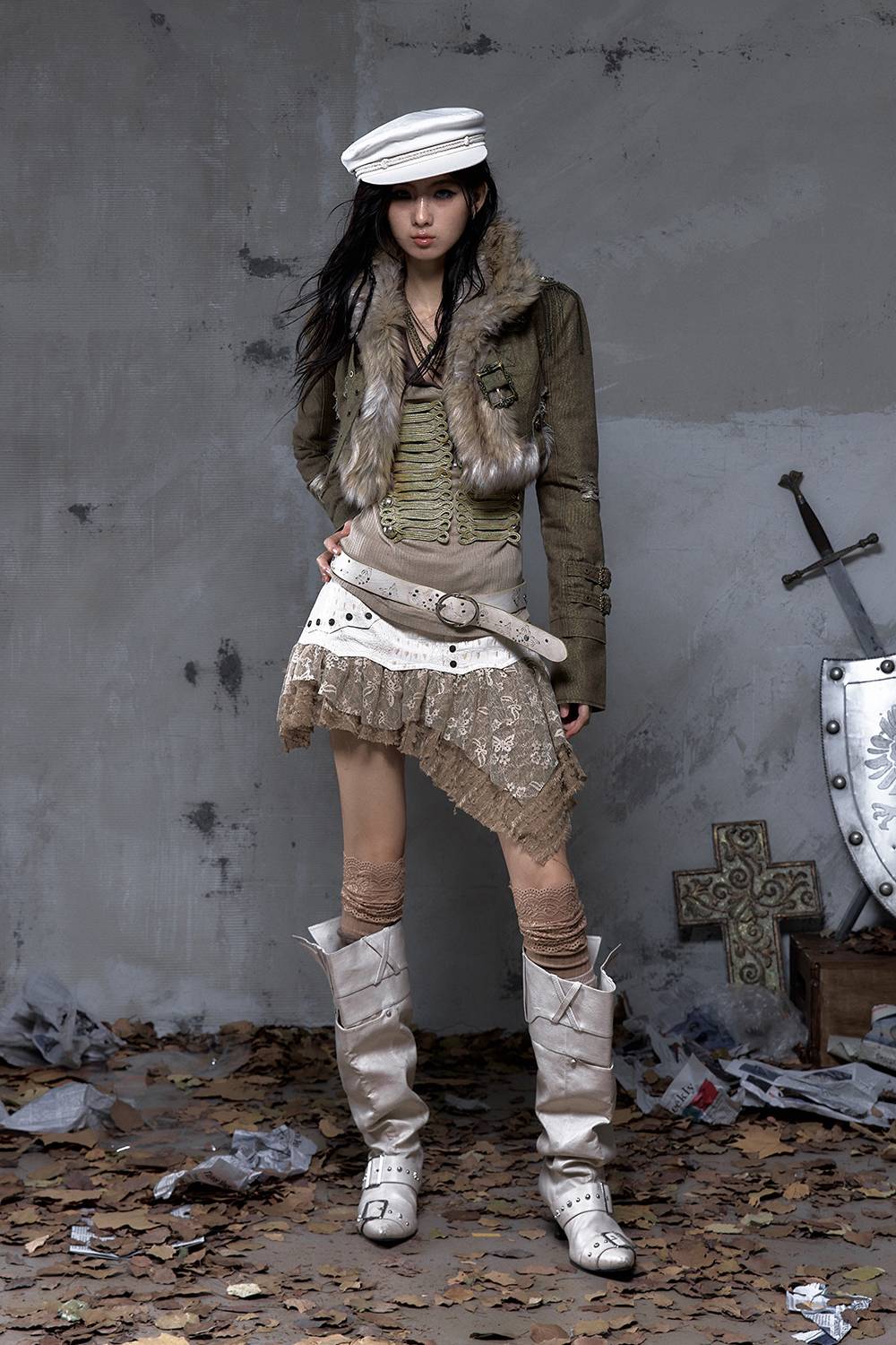 Fur Panel Crop Jacket