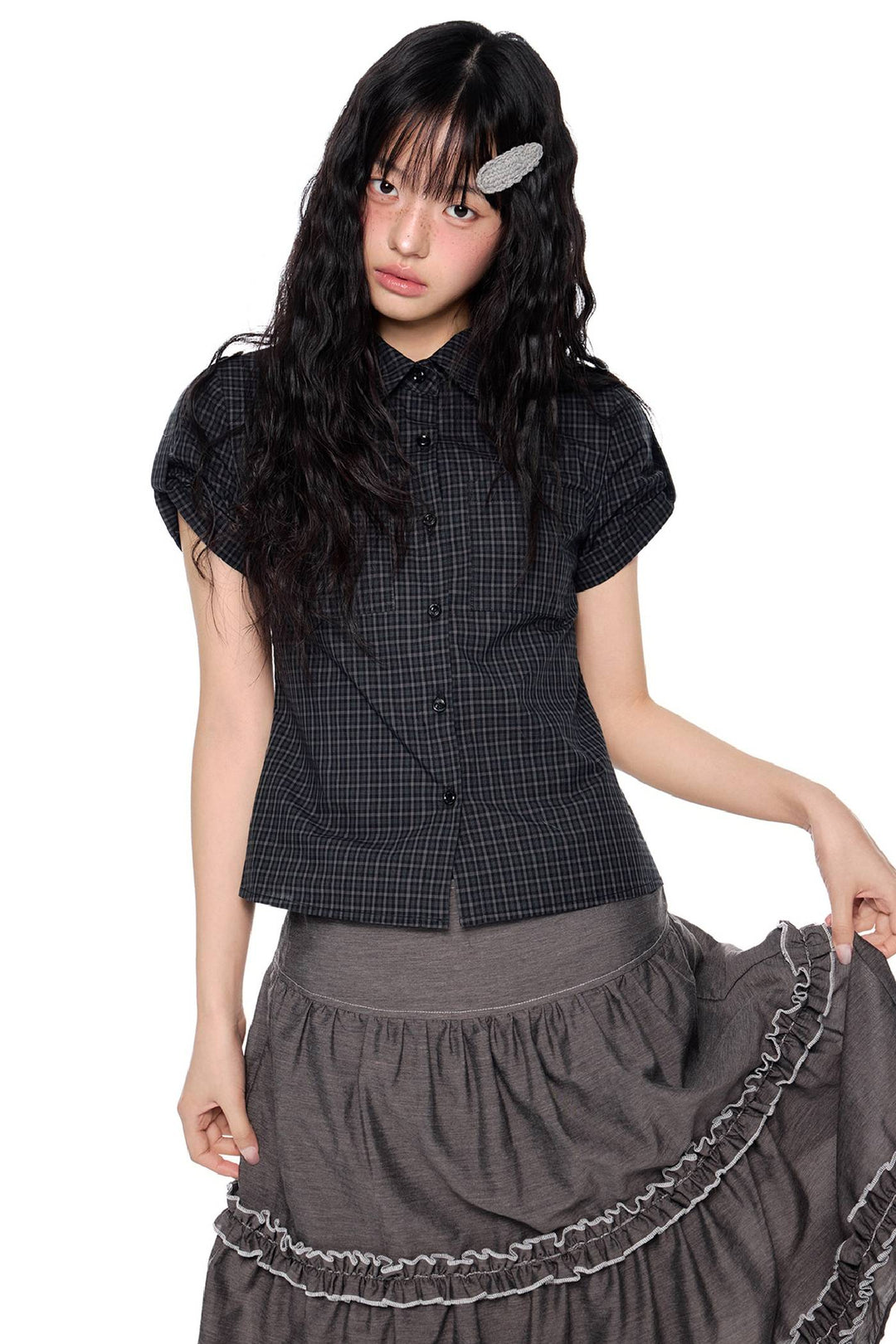 Fitted Cropped Button Shirt