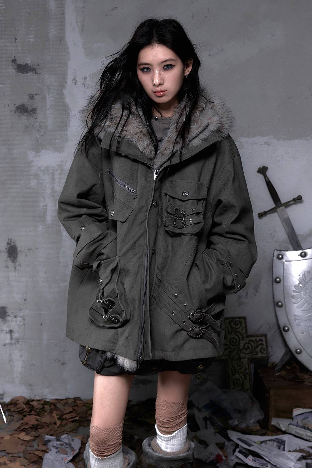 Hooded Utility Parka Coat
