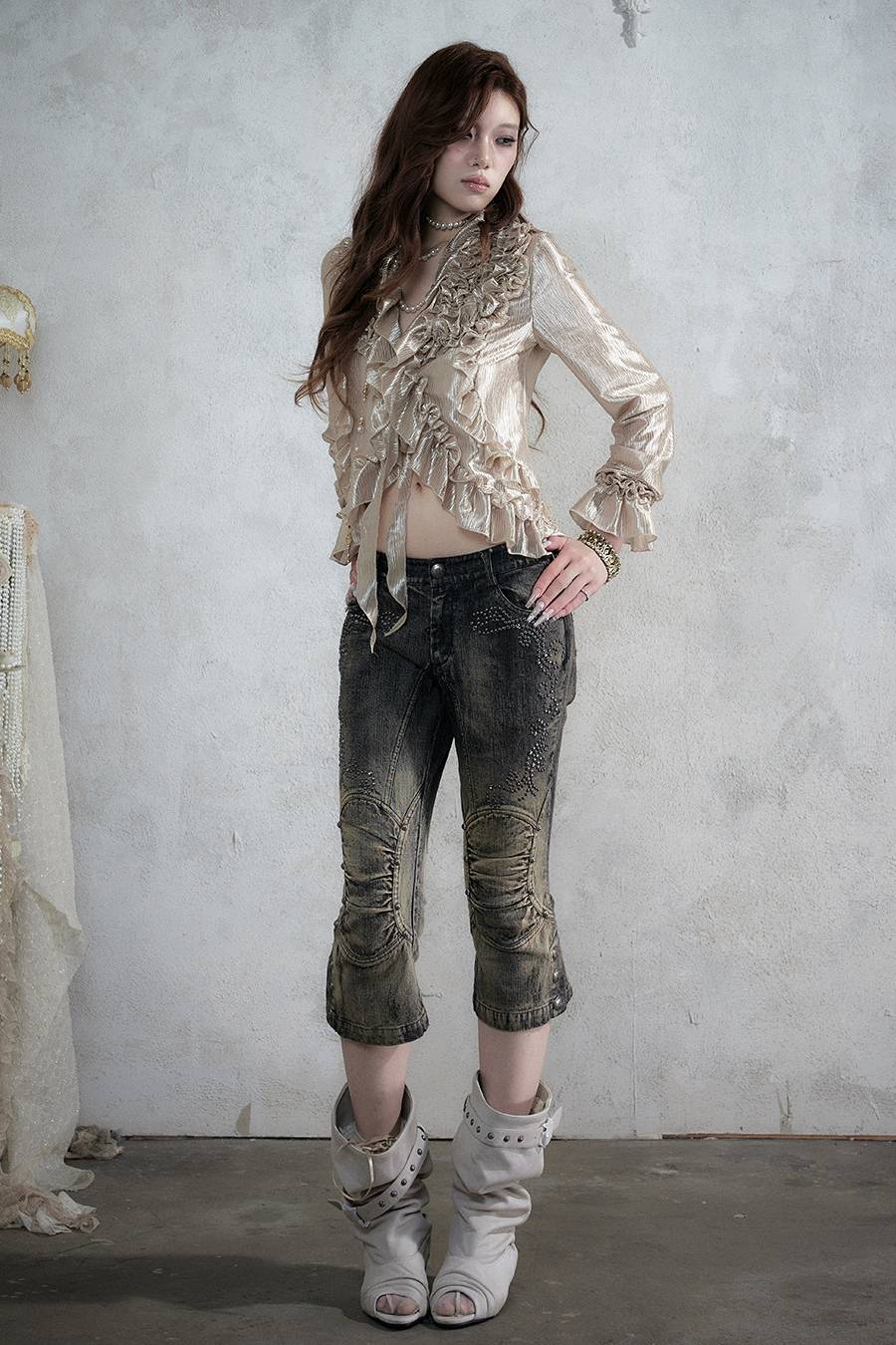 Satin Ruffle Blouse