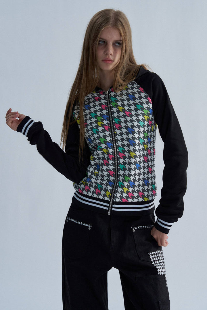 Pixel Houndstooth Zip Hoodie