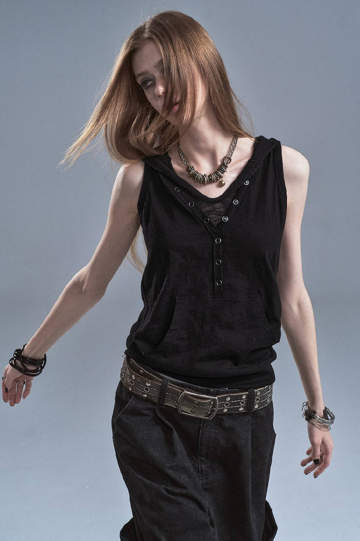 Snap Front Hooded Tank
