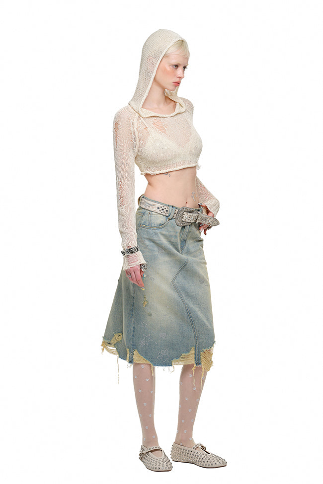 Mina Rhinestone Denim Skirt