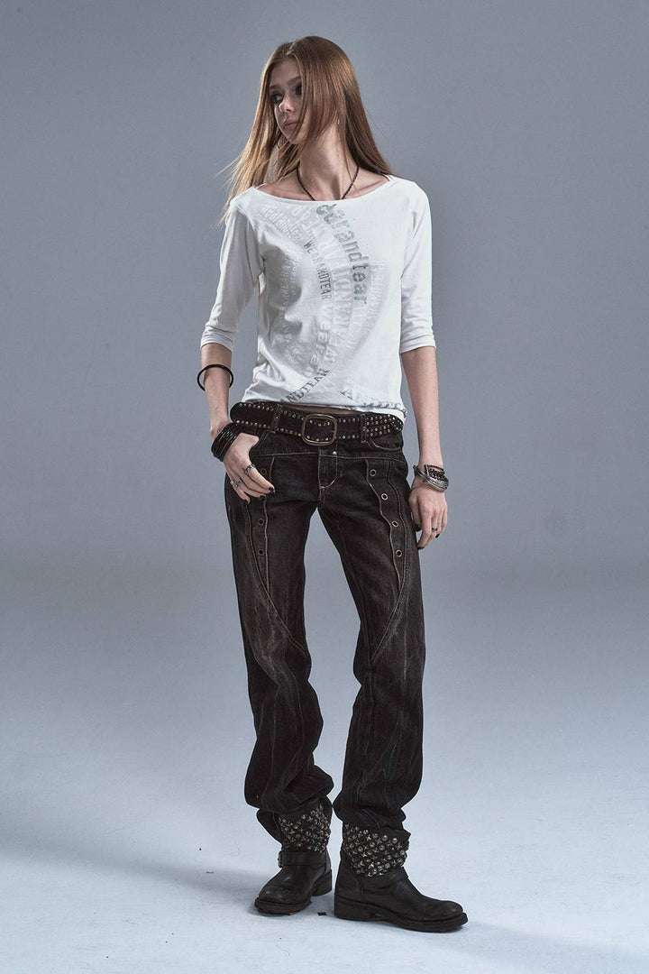 Washed Letter Print Top