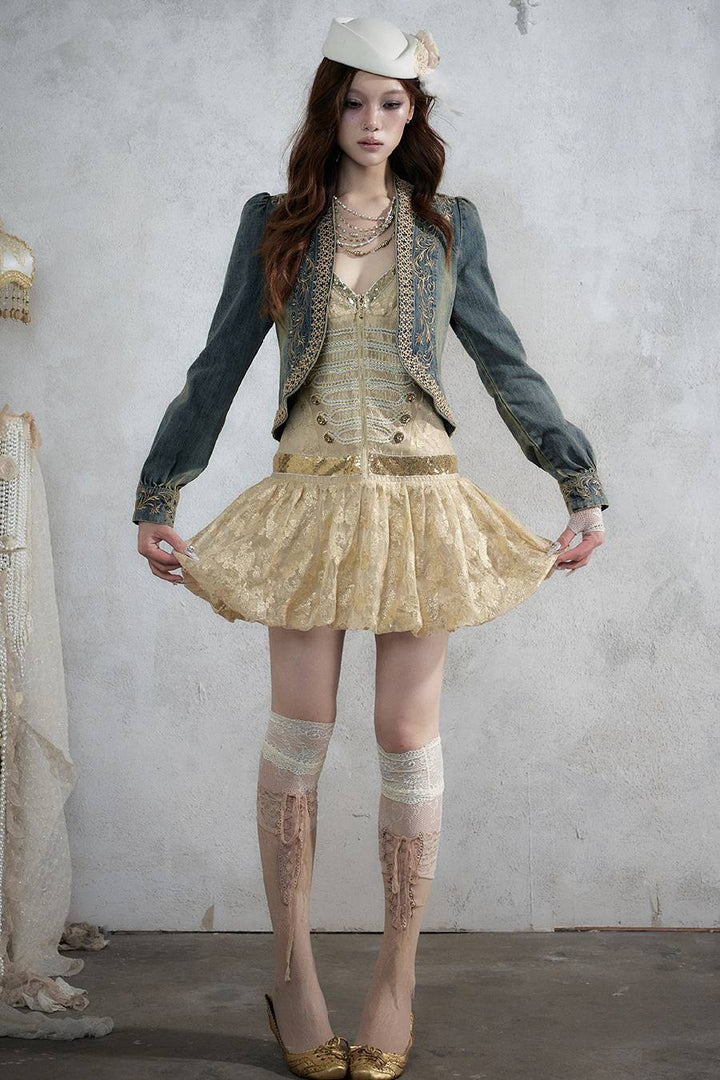 Jacquard Bubble Mini Dress
