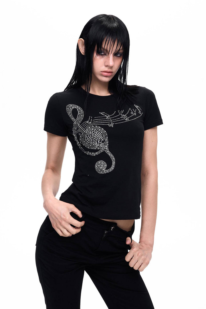 Rhinestone Crystal Guitar Tee