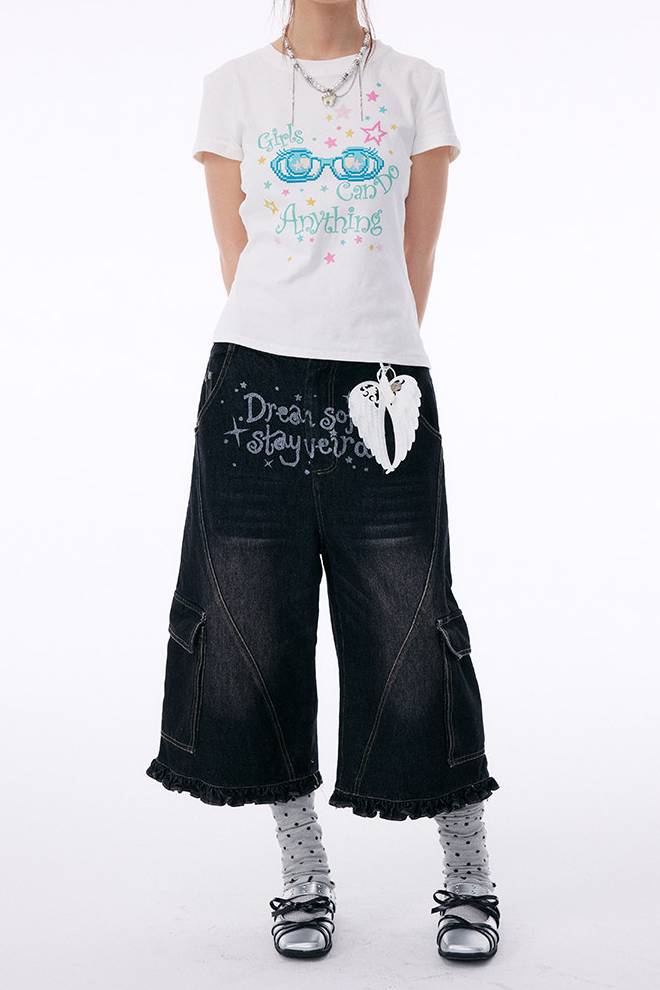 Relaxed Fit Denim Culottes