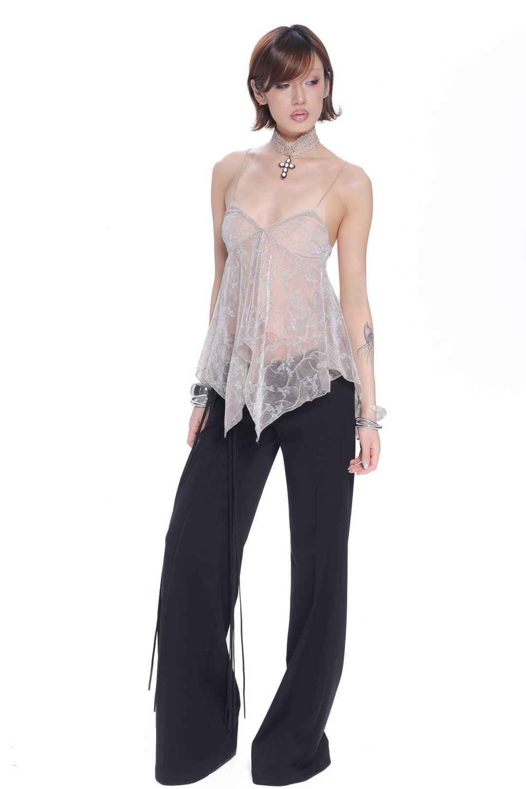 Wide Leg Fringe Trousers
