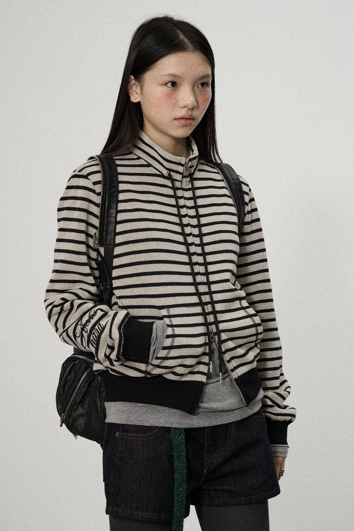 Fitted Striped Zip Jacket