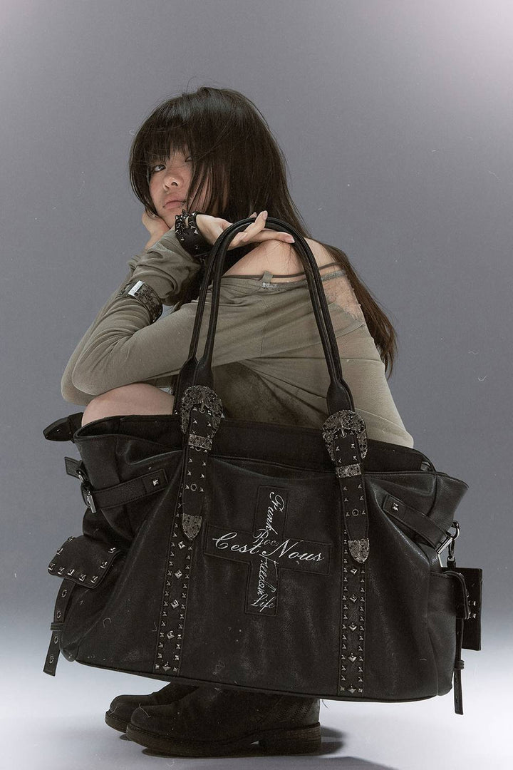 Studded Cross Biker Bag