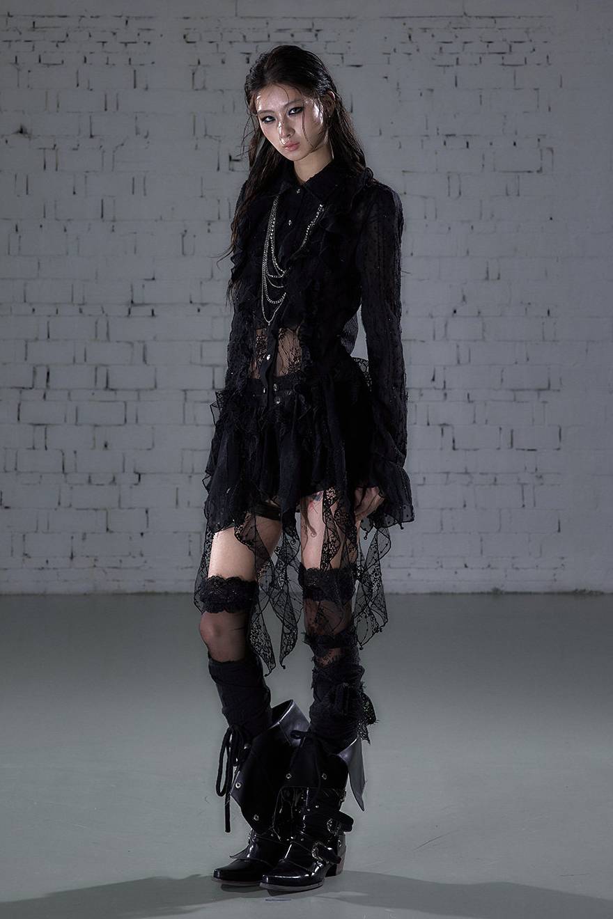 Victorian Lace Dress Black / S