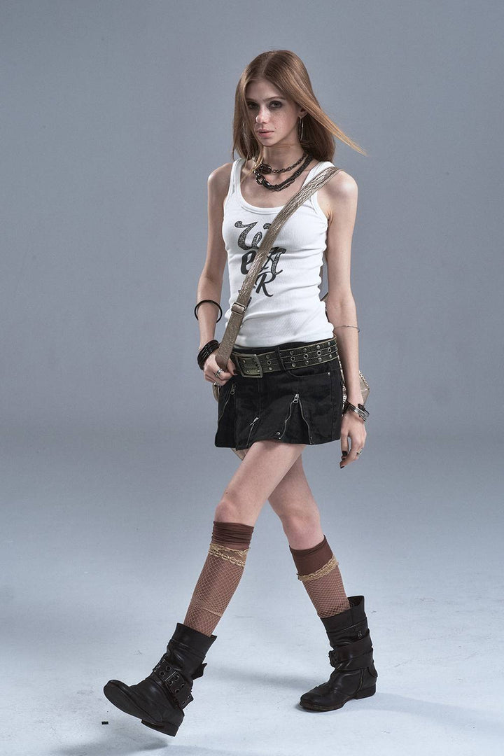 Ribbed Graphic Tank Top