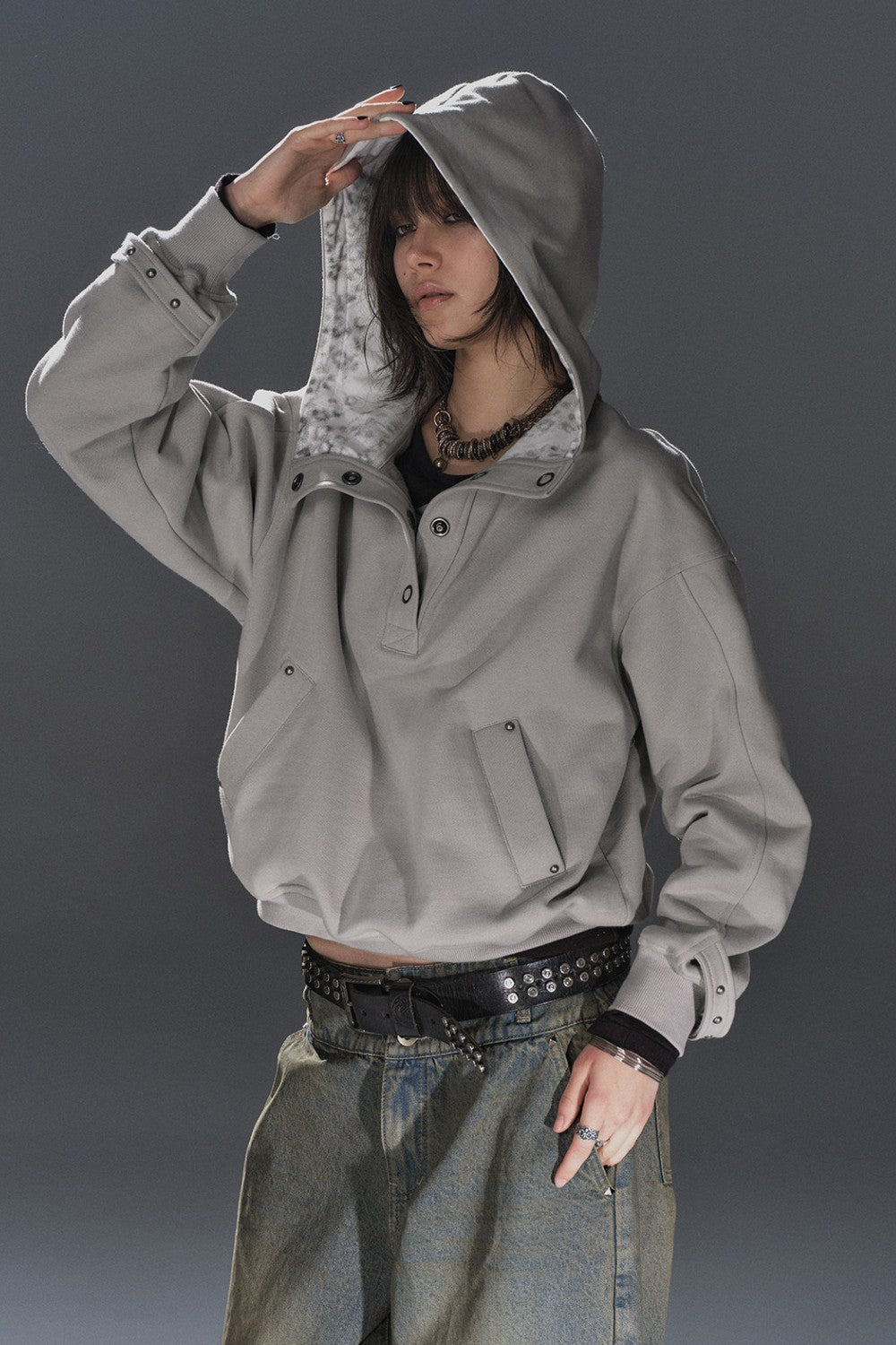 Half Leopard Stud Hoodie