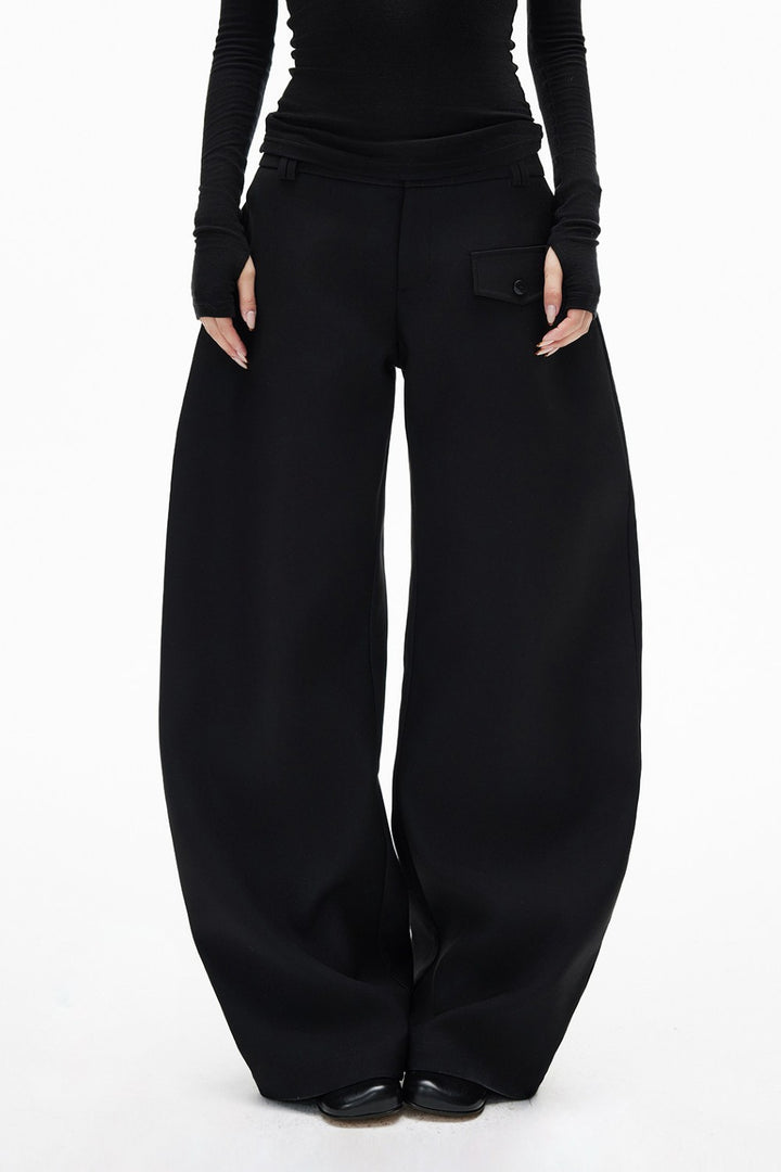 Minimal Curved Tailored Trousers