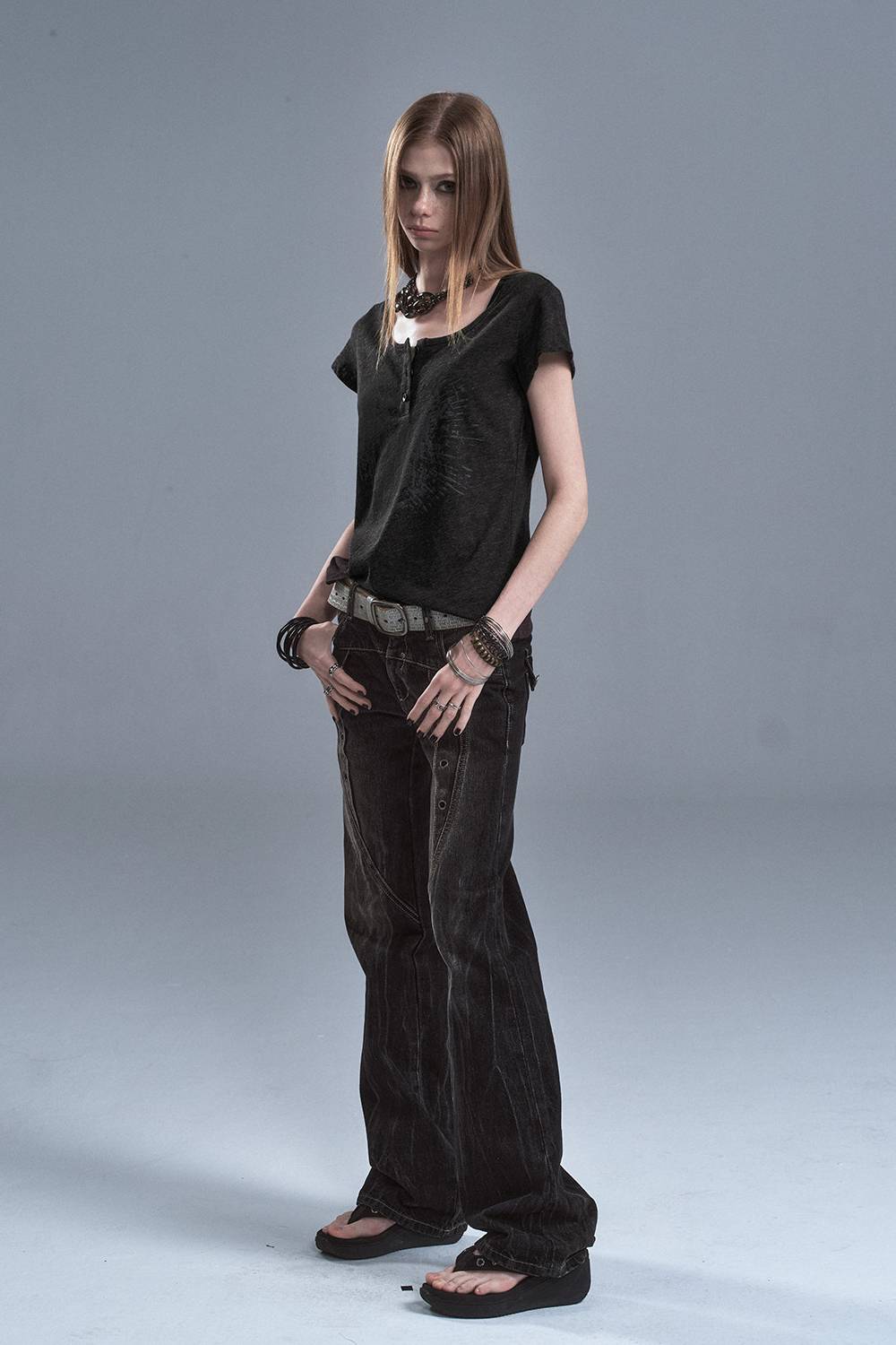 Faded Button Front Tee