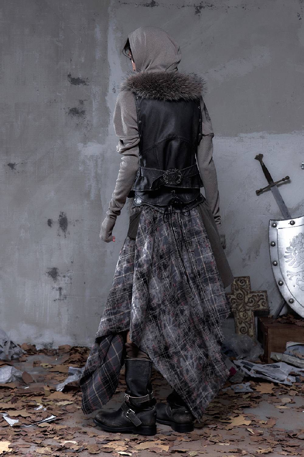 Plaid Wrap Maxi Skirt