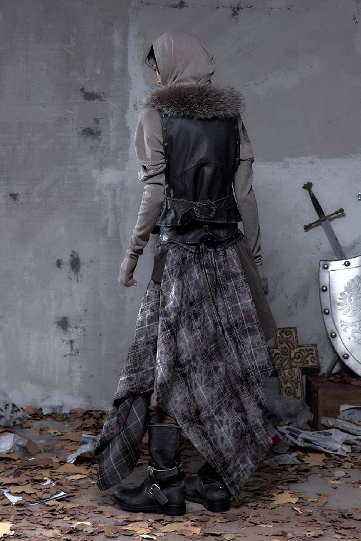 Plaid Wrap Maxi Skirt