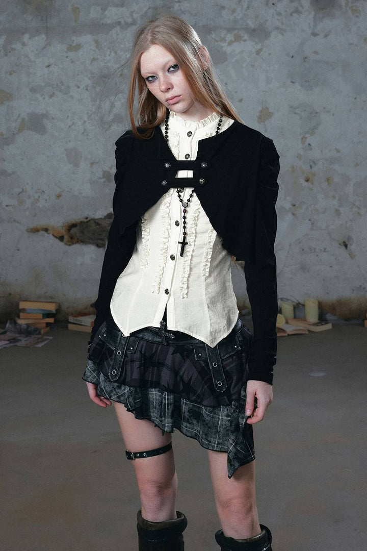 Plaid Asymmetric Mini Skirt