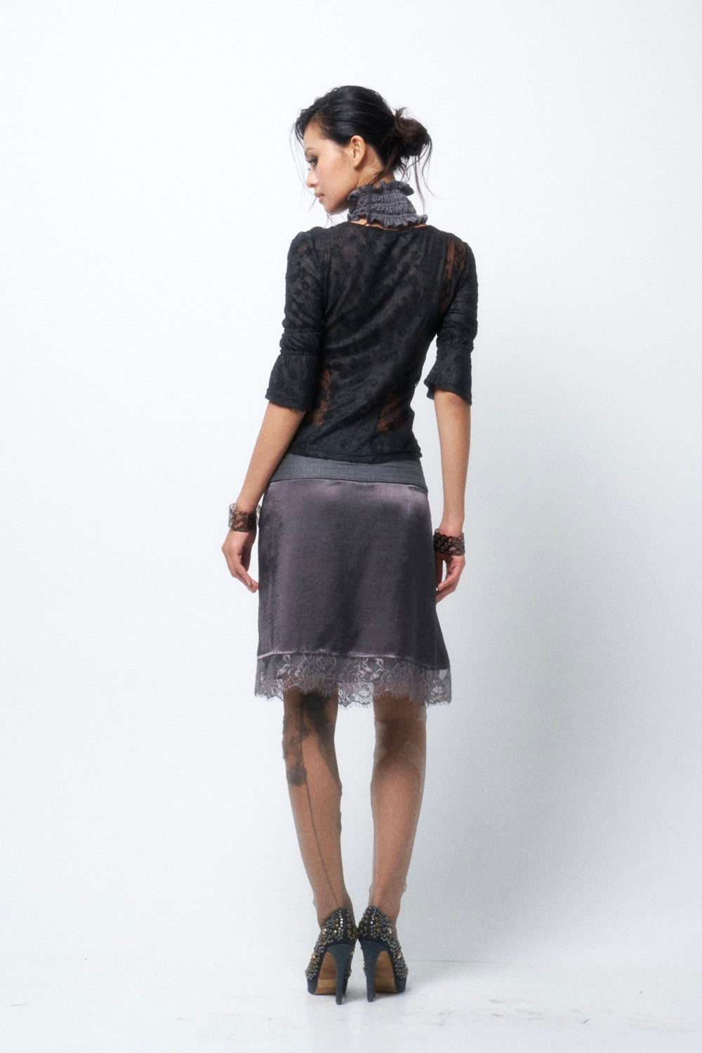 Valeria Satin Lace Skirt