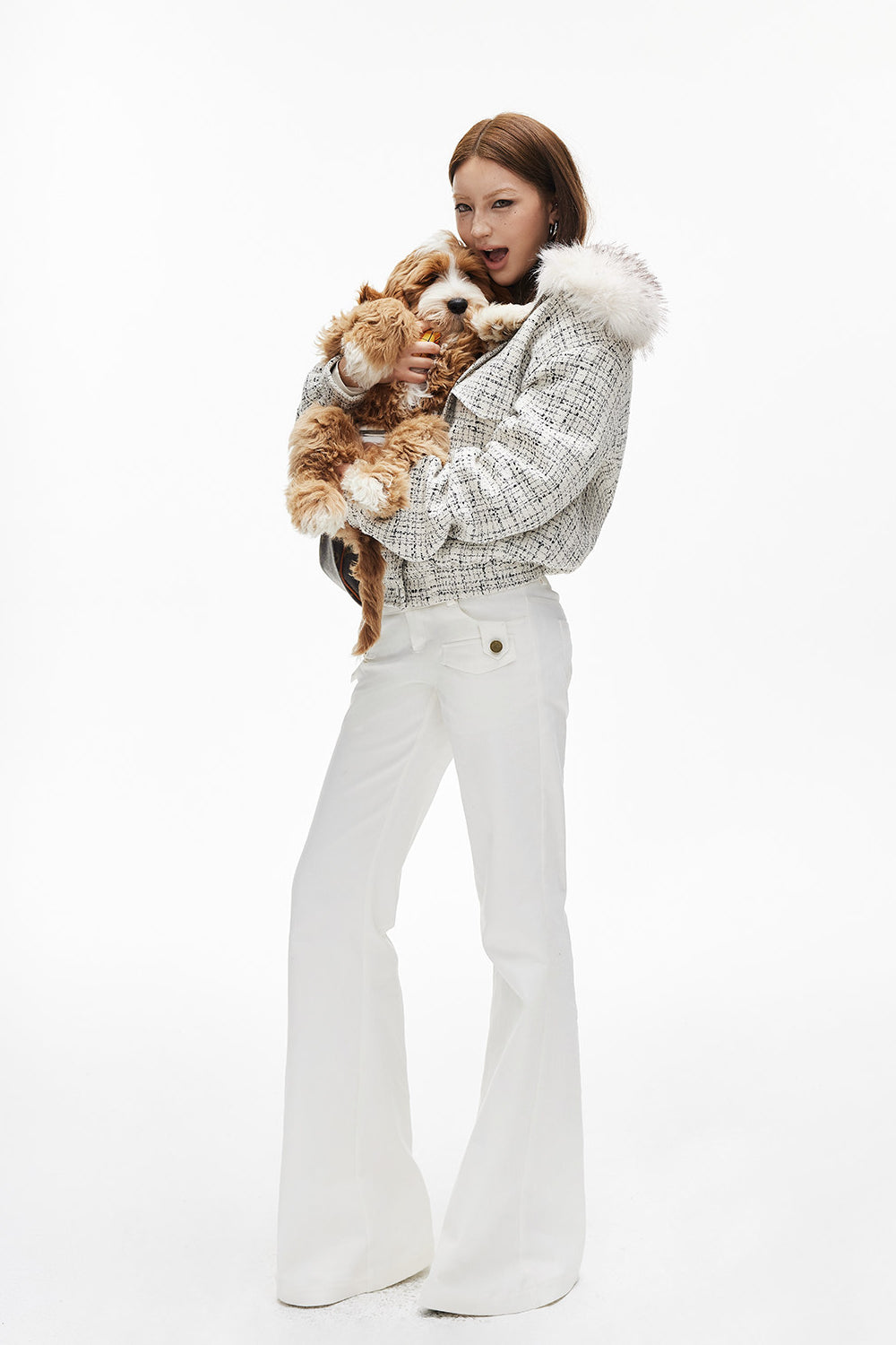 Chloe Snowlite Tweed Coat