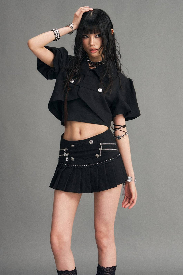 Cropped Button Detail Jacket