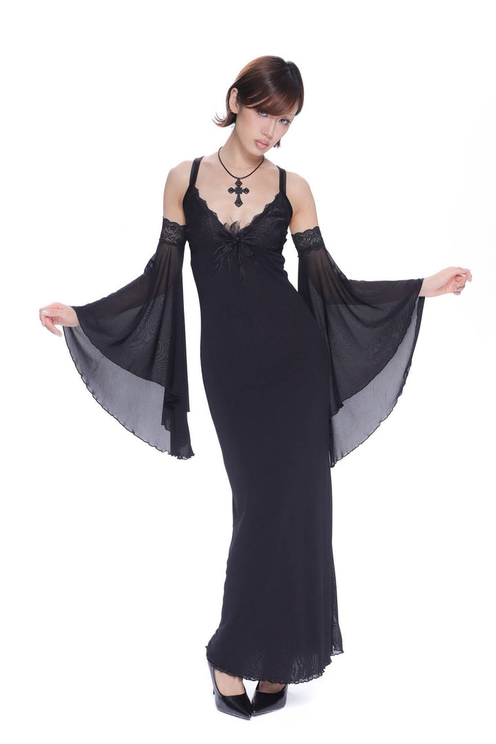 Lace Panel Maxi Dress
