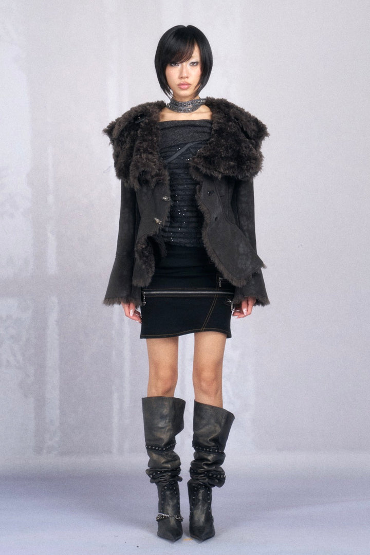 Luna Sculpted Shearling Coat