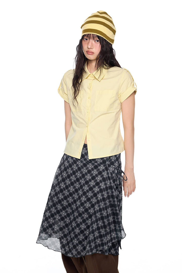 Fitted Cropped Button Shirt