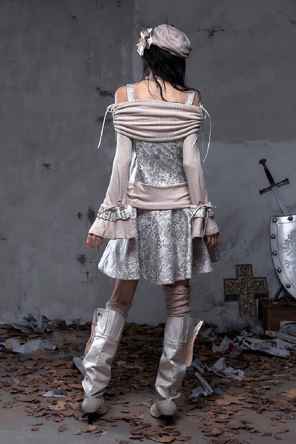 Ribbed Floral Mini Dress