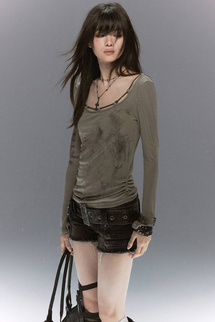 Lace Strap Graphic Top