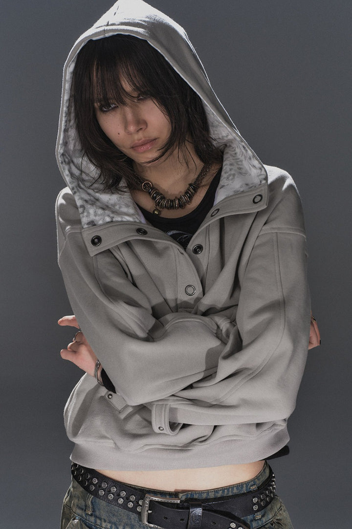 Half Leopard Stud Hoodie