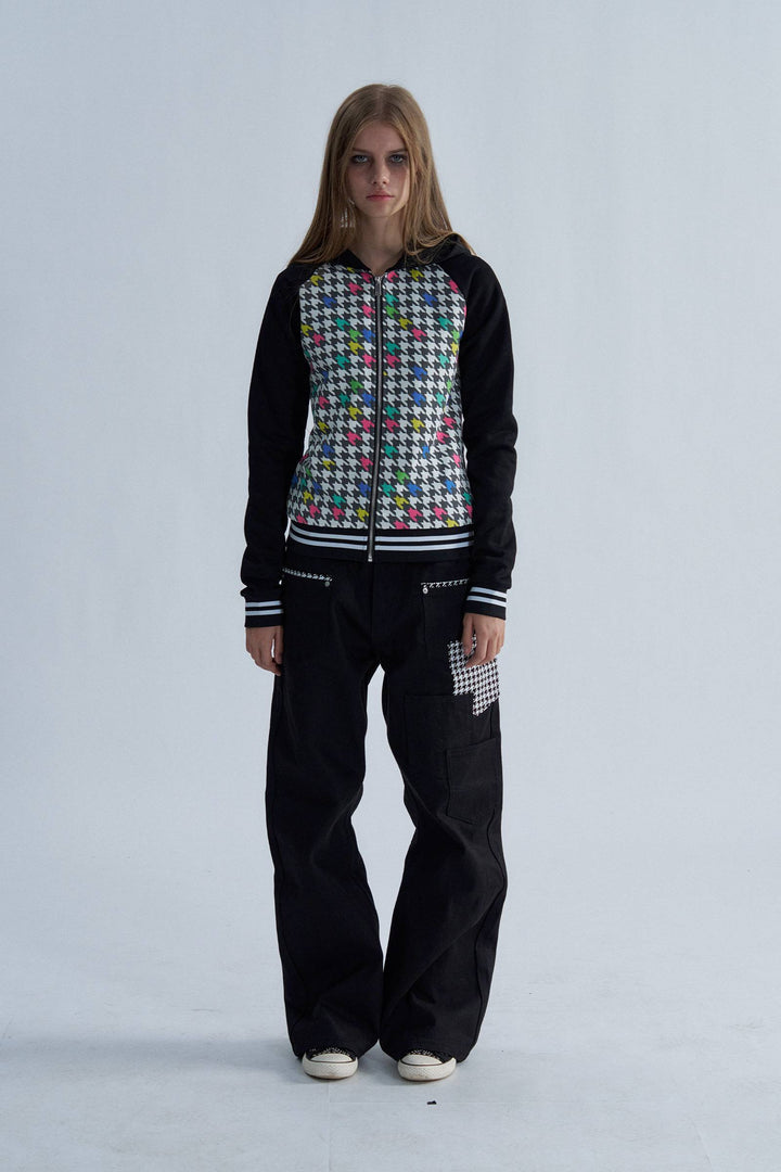 Pixel Houndstooth Zip Hoodie