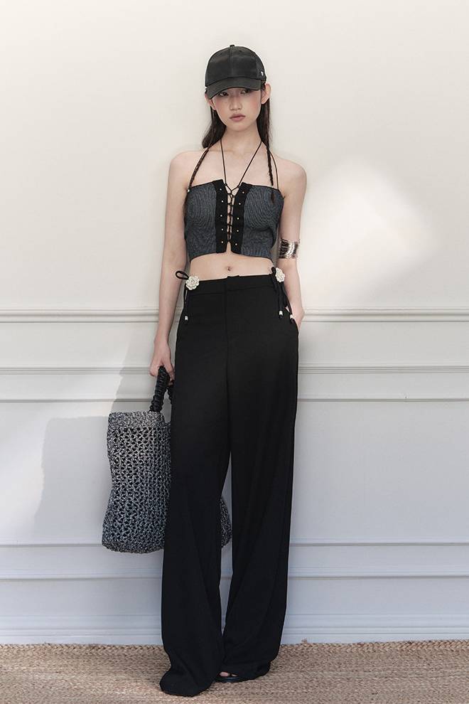 Draped Lace Overlay Pants