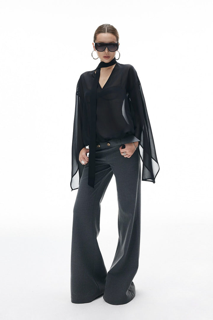 Pinstriped Tailor Flare Pants